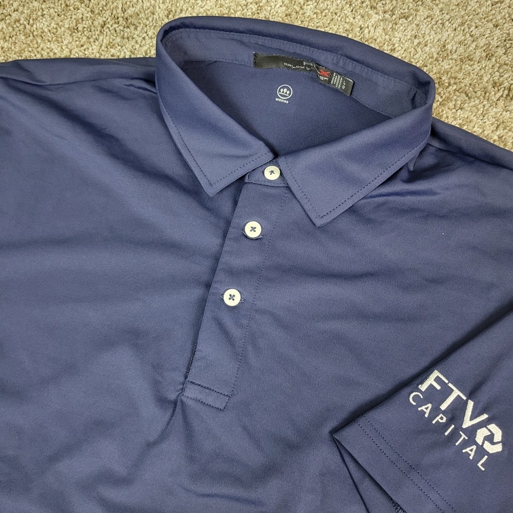 RLX Ralph Lauren Mens Large Solid Navy Performance Stretch Golf Polo SS
